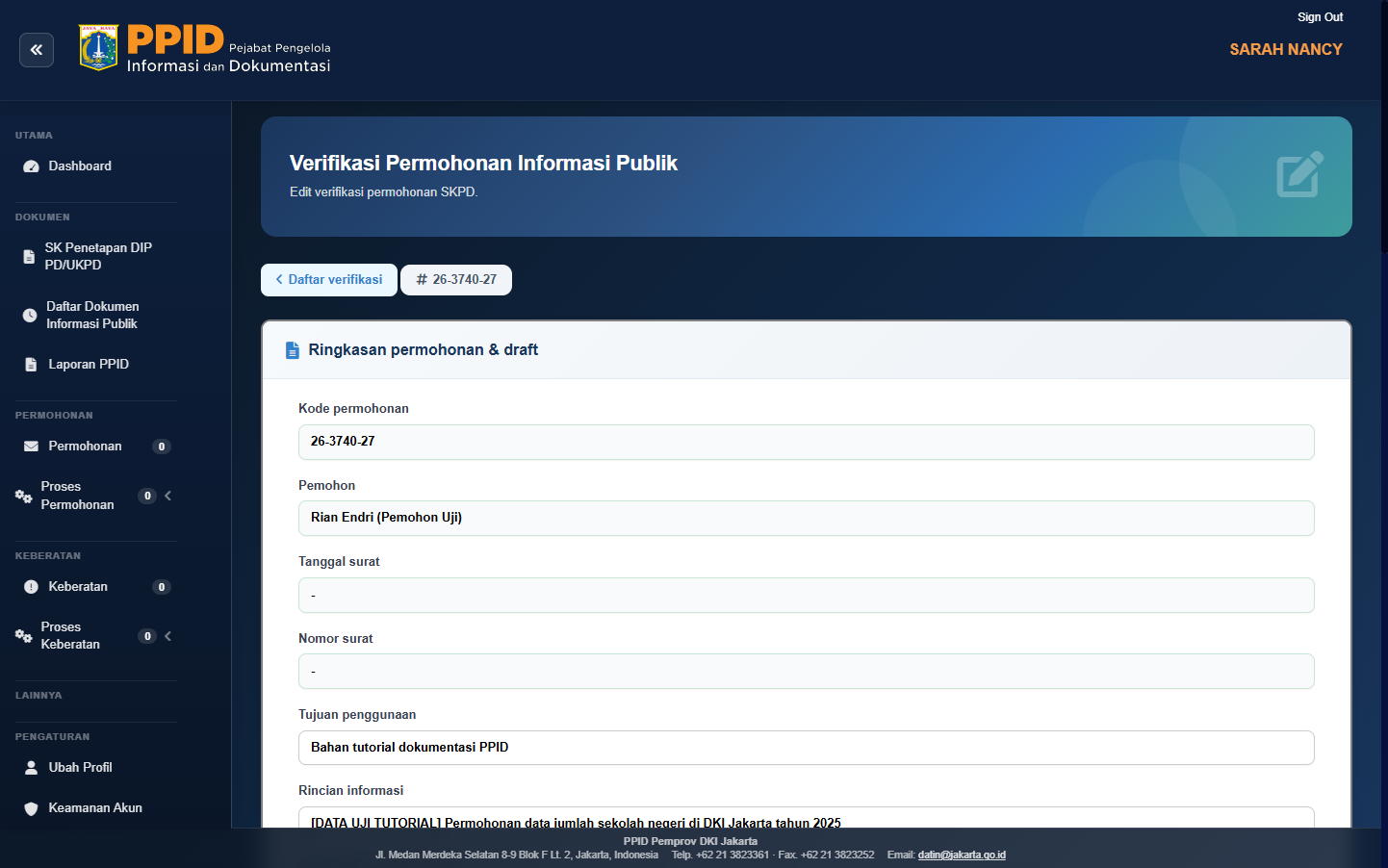 Draft terkirim ke PPID Utama