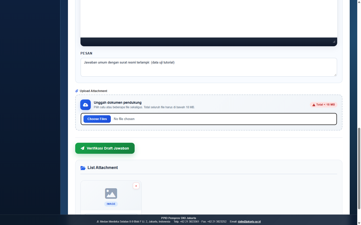 Upload Attachment untuk permohonan umum